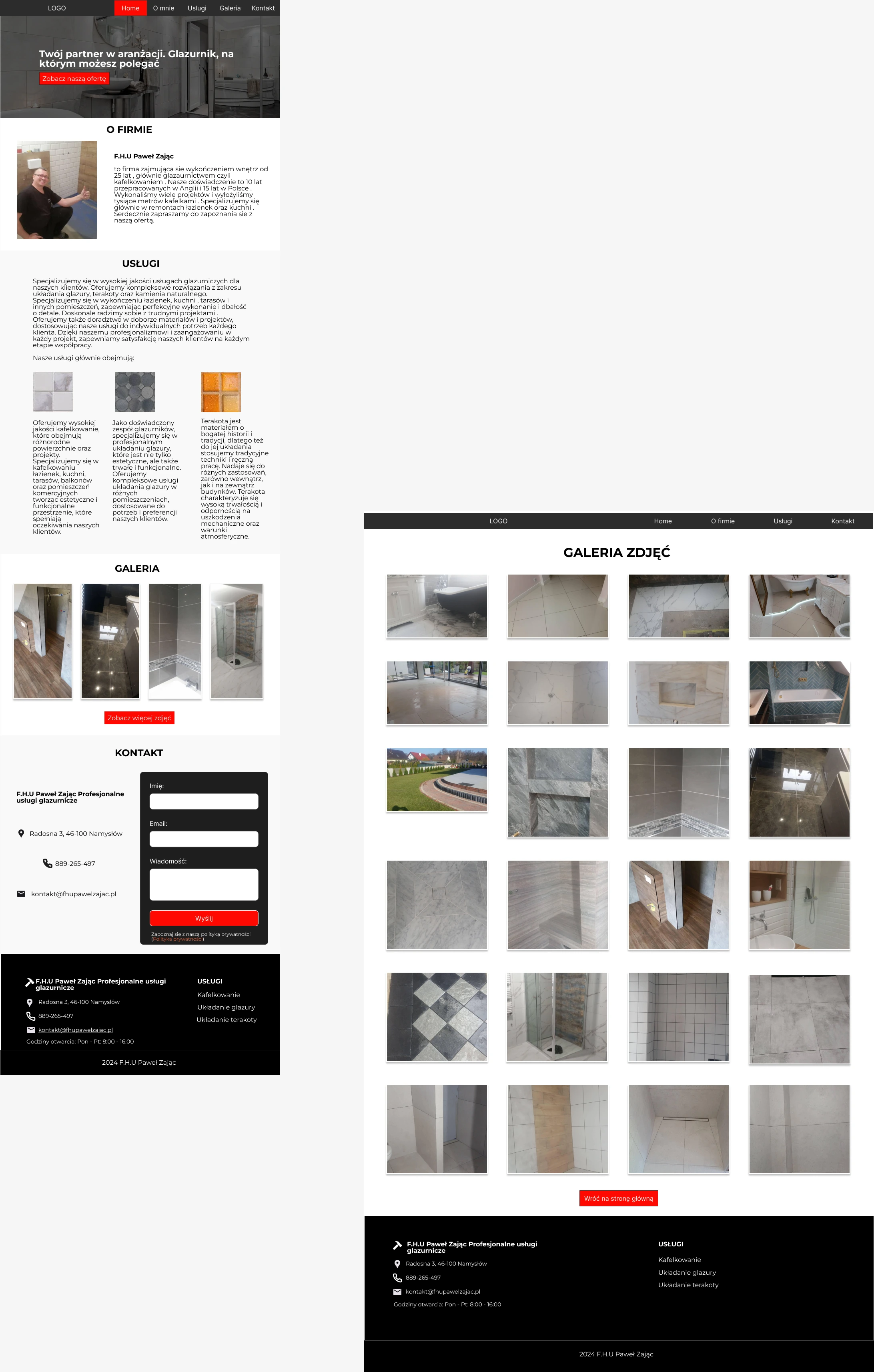 Projekt strony internetowej dla firmy F.H.U Paweł Zając, która zajmuje się wykończeniami wnętrz.
